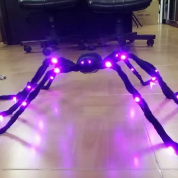

Halloween Glowing Spiders LED Light Up Black Big Plush Spiders Kids Children Toy Multicolour Spiders For Party Halloween Decor