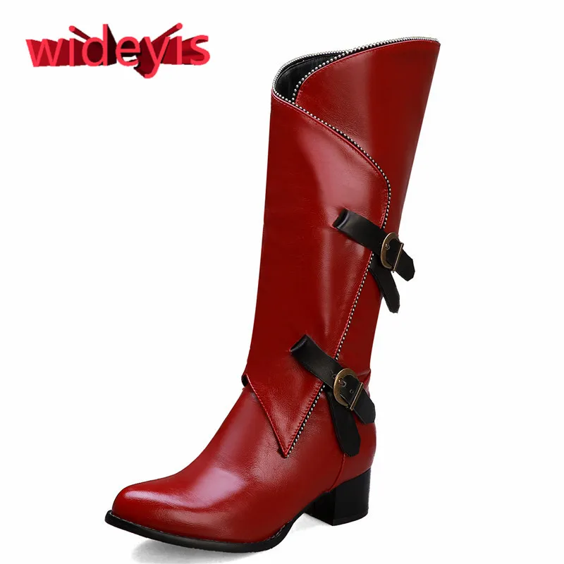 Shoes woman WIDEYIS retro leather women's boots fashion round head regular thickness autumn and winter can wear new boots