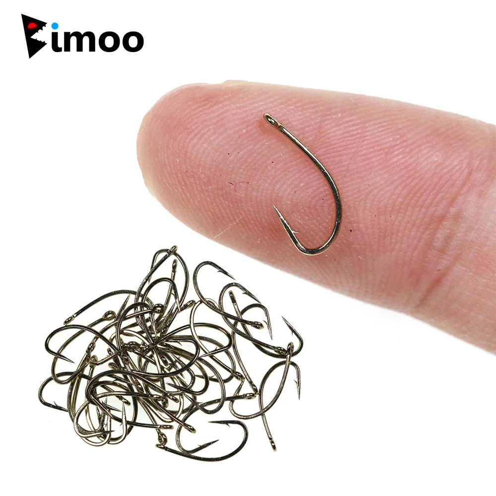 

Bimoo Fly Fishing Dry Fly Hook Standard Wire Nymph Curved Hook Bronze Finish Small Fly Lures Tying Material 12 14 16 18 20