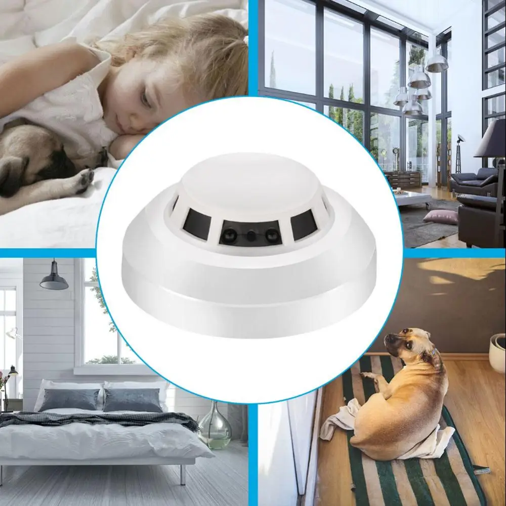Smart Home IP Camera HD 1080P Battery Powered Security Smoke Detector WIFI Cam Mobile Remote View Night Vision CCTV Baby Monitor