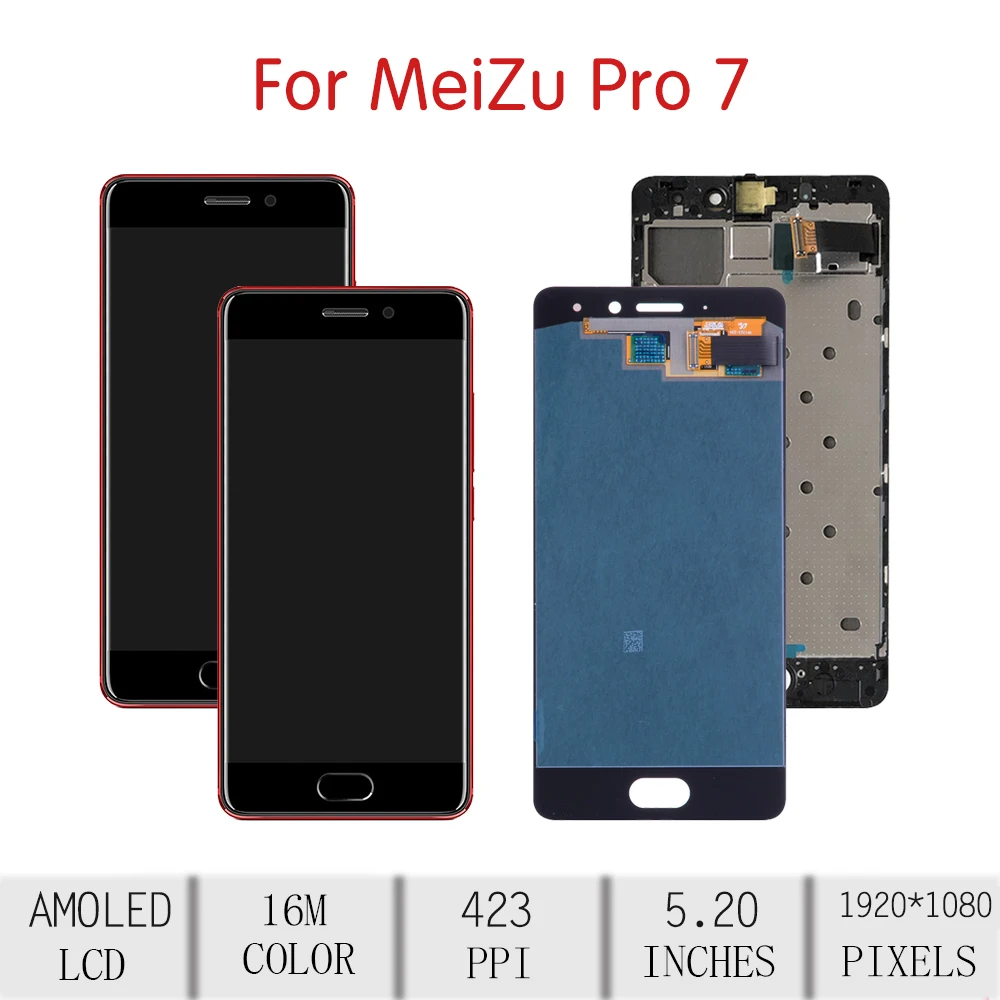 5," AMOLED для MEIZU Pro 7 lcd кодирующий преобразователь сенсорного экрана в сборе для Meizu Pro7 дисплей с заменой рамки M792Q M792H M792M