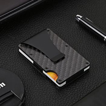 

Men Slim Carbon Fiber Credit Card Holder RFID Blocking Metal Wallet Money Clip