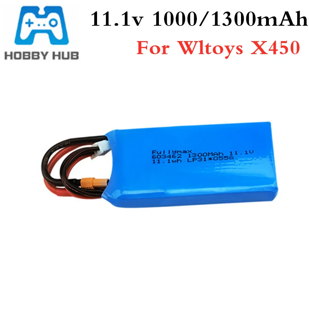 Аккумулятор 3S 11 1 В 1000 мАч 1300 Lipo для XK X450 FPV радиоуправляемого дрона запасные части