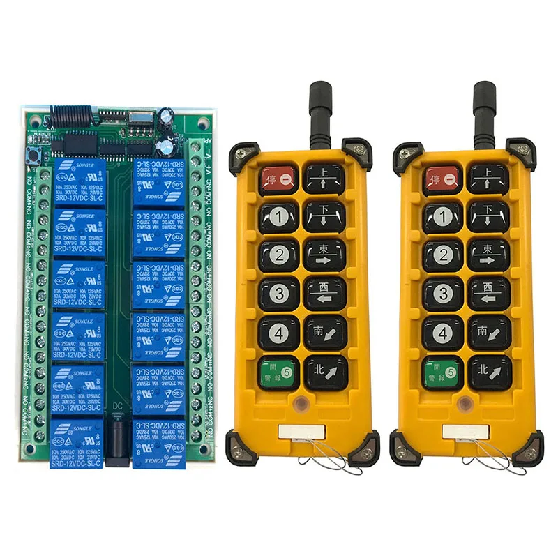 3000m DC12V 24V 12CH Radio Controller RF Wireless Remote Control Overhead travelling crane System Receiver + Transmitter
