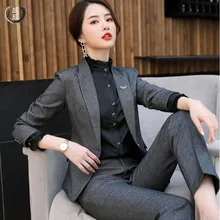 Temperament fashion professional Women suit OL Office Lady suit Business interview suit set Slim fit Blazer and pants