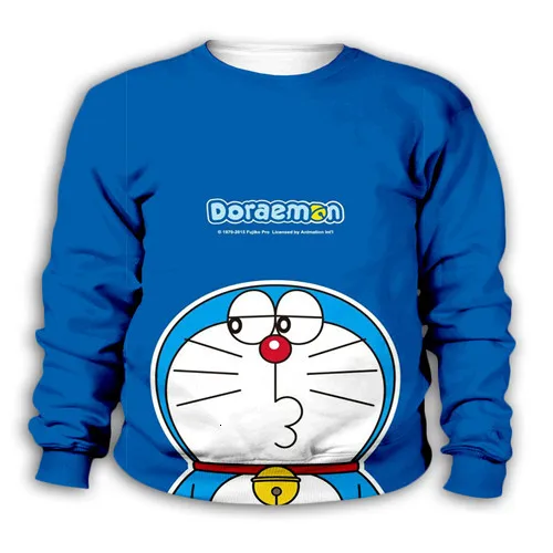 Kawaii Doraemon/Детские толстовки с капюшоном и 3d принтом; Детский свитер для мальчиков и девочек; Детский комплект уличной одежды с капюшоном и рисунком из аниме; пуловер; костюм; брюки - Цвет: Kids sweatshirts