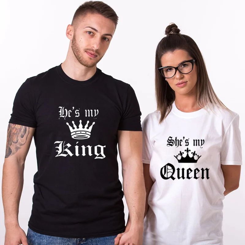 Funny Couple Matching Tshirt Couple Matching Love Valentine Cute He S My King And She S My Queen T Shirts T Shirts Aliexpress