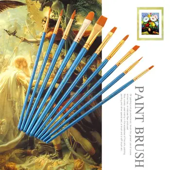 

10Pcs Paint Brush Set Nylon Hair Brush for Acrylic Painting Oil Watercolor Paint