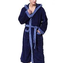 Для мужчин халаты Повседневное банный халат, одежда для сна, ночное платье для балла с большой Размеры свободный покрой карманы толстый зимний Мужская Ночная рубашка