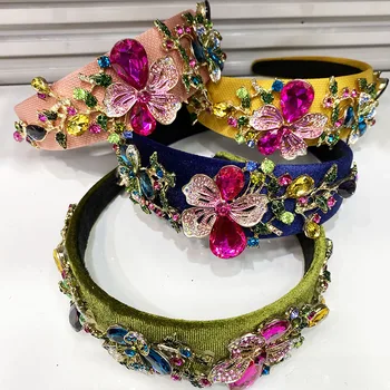 

Baroque Retro Pink Luxury Bridal Crystal Tiara Crown Princess Pageant Graduation Veil Rhinestones Tiara Wedding Hair Accessory