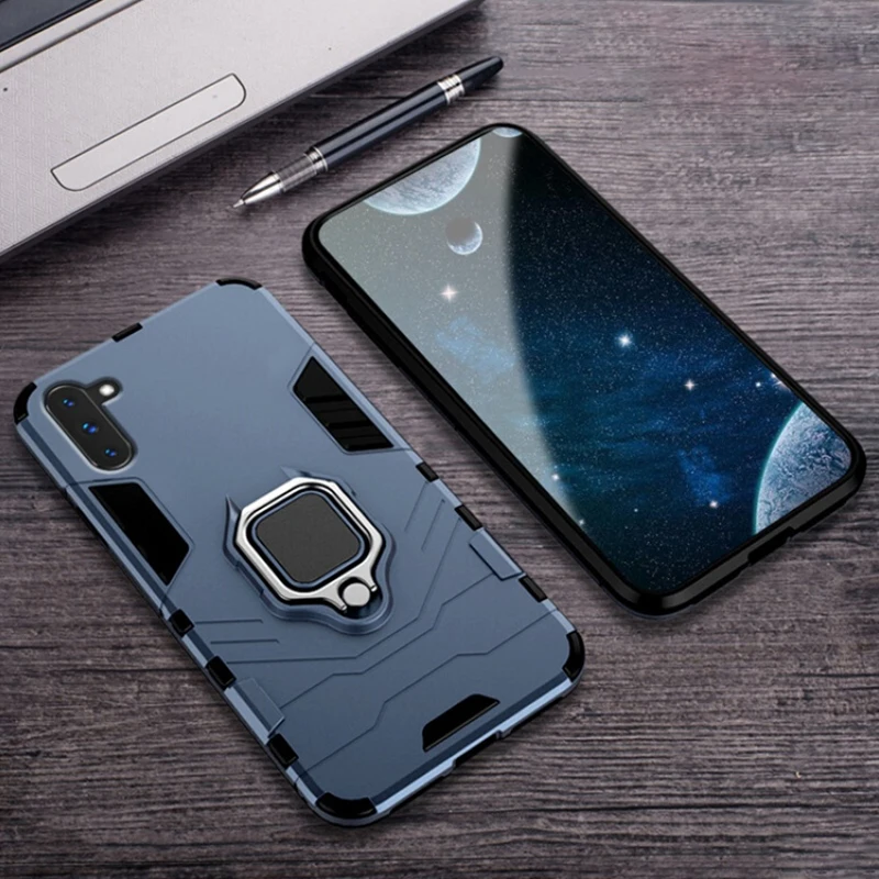 

For Samsung Funda Case Galaxy Note 10/10 Plus Case Cover Soft TPU+PC Ring Holder Bumper Phone A70 Case For Samsung Note 10 pro