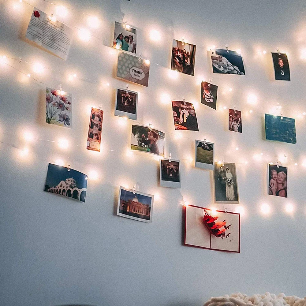 LED Photo Clip String Lights 2M/5M/10M Fairy Lights For Hanging Pictures Dorm Bedroom Wall Wedding Party Decorations D40