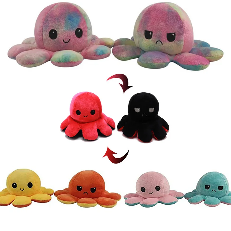 

Disney Reversible Flip Octopus Stuffed Plush mood Doll Soft Simulation Reversible Plush Toys Chapter Plush Dolls Filled Kid Toy