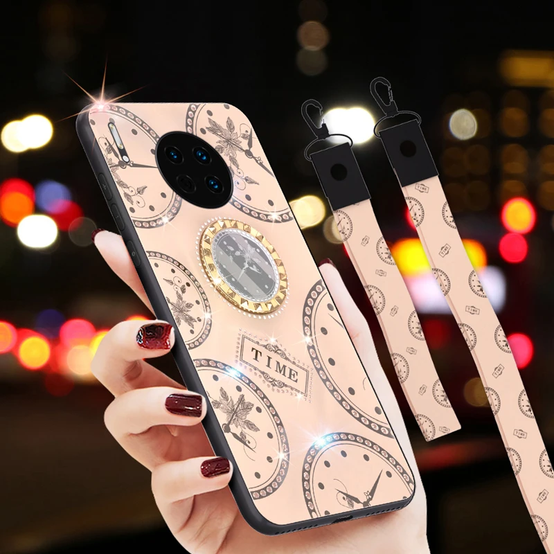 С ремешком для Huawei Y9 Prime 2019 Honor 7C 7X 8X MAX 9X 10i 20 V30 P20 P30 Mate 30 Plus Pro Lite блестящий чехол с