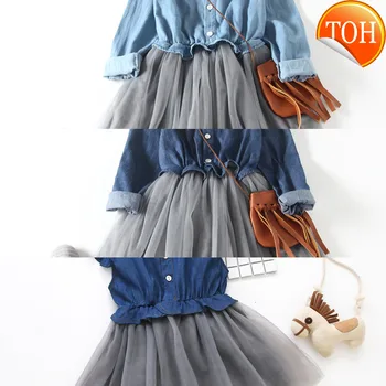 

Toddler Baby Girls Denim Dress Long Sleeve Princess Tutu Dress Cowboy Clothes 2020 new arrival