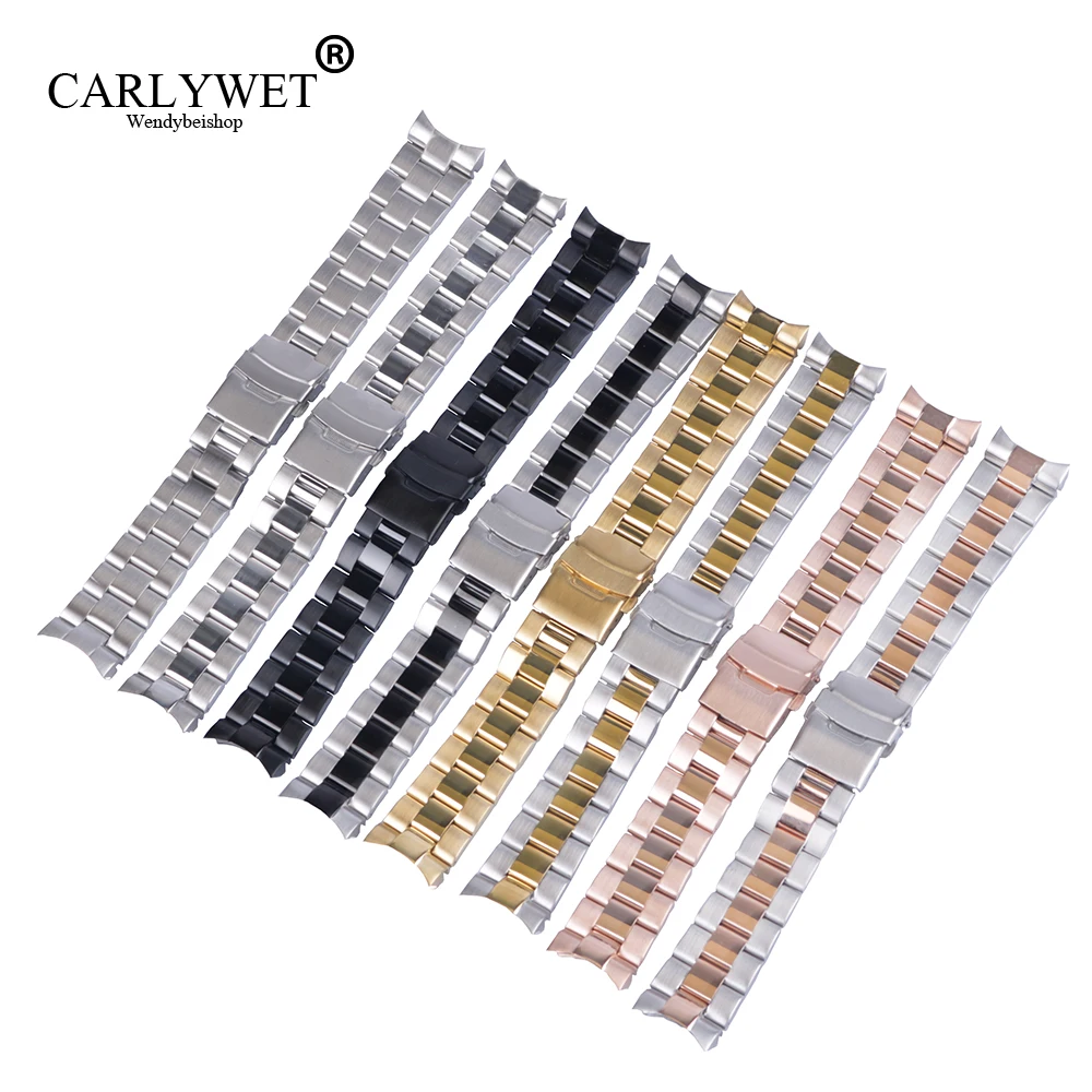 Ремешок CARLYWET из нержавеющей стали для наручных часов 22 мм сменный металлический