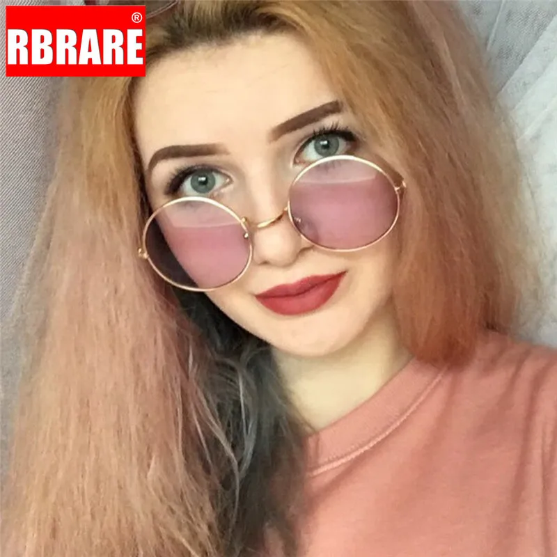 RBRARE, Круглые, милые, сексуальные, Ретро стиль, солнцезащитные очки для женщин, металлические, прозрачные, Ретро стиль, модные, цветные, океанские линзы, солнцезащитные очки