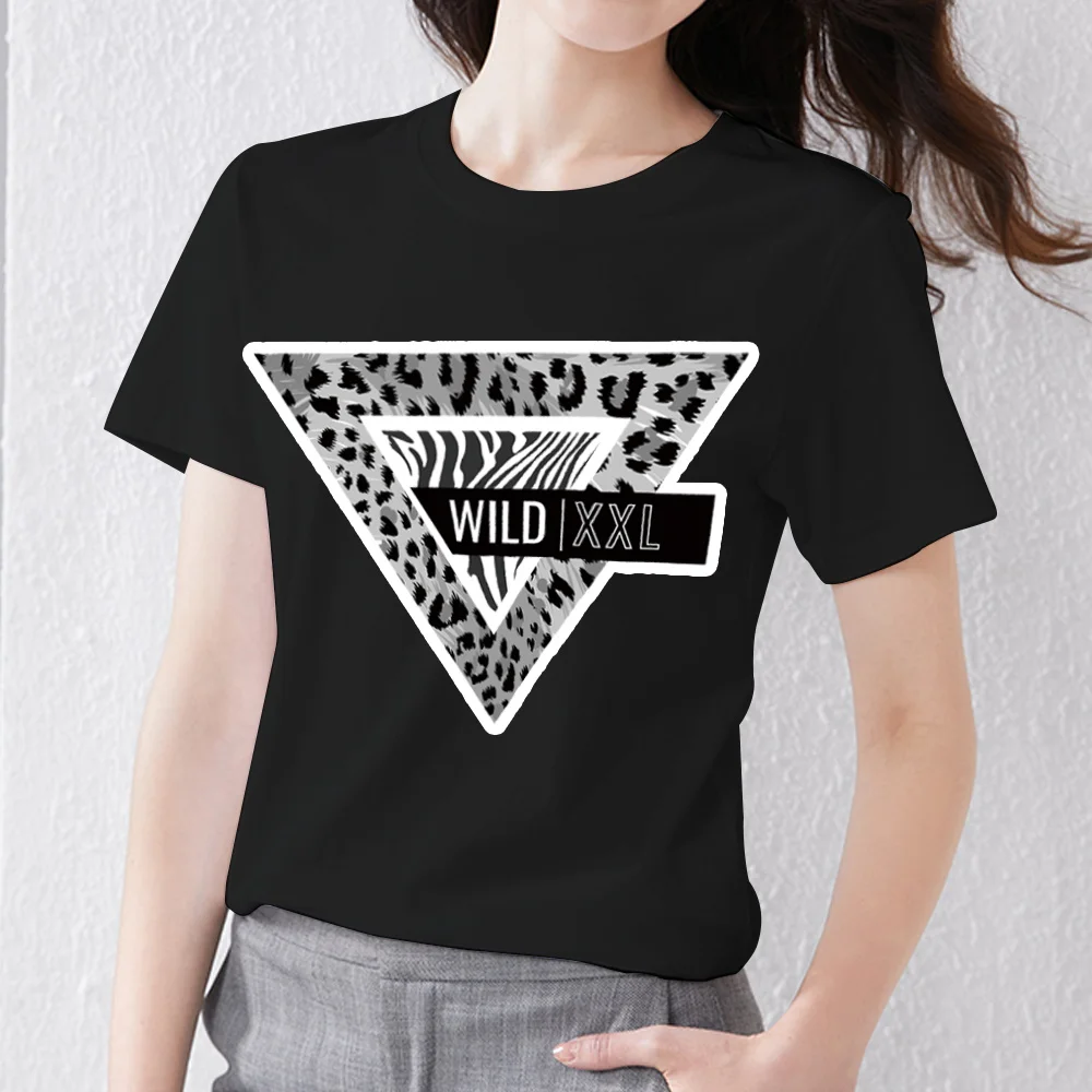 Camiseta con estampado de letras salvajes para mujer, negros con cuello redondo, manga corta, moda de verano - AliExpress Ropa de mujer