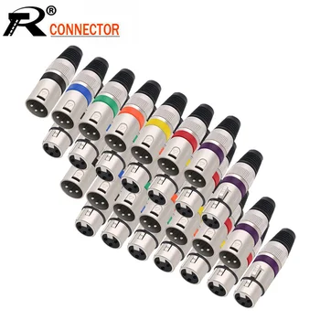 1 pc 3 Pin XLR ชาย/หญิงปลั๊กสายไฟ 3 เสา XLR ปลั๊กไมโครโฟน MIC Cable Terminal Connector 7 สี 1