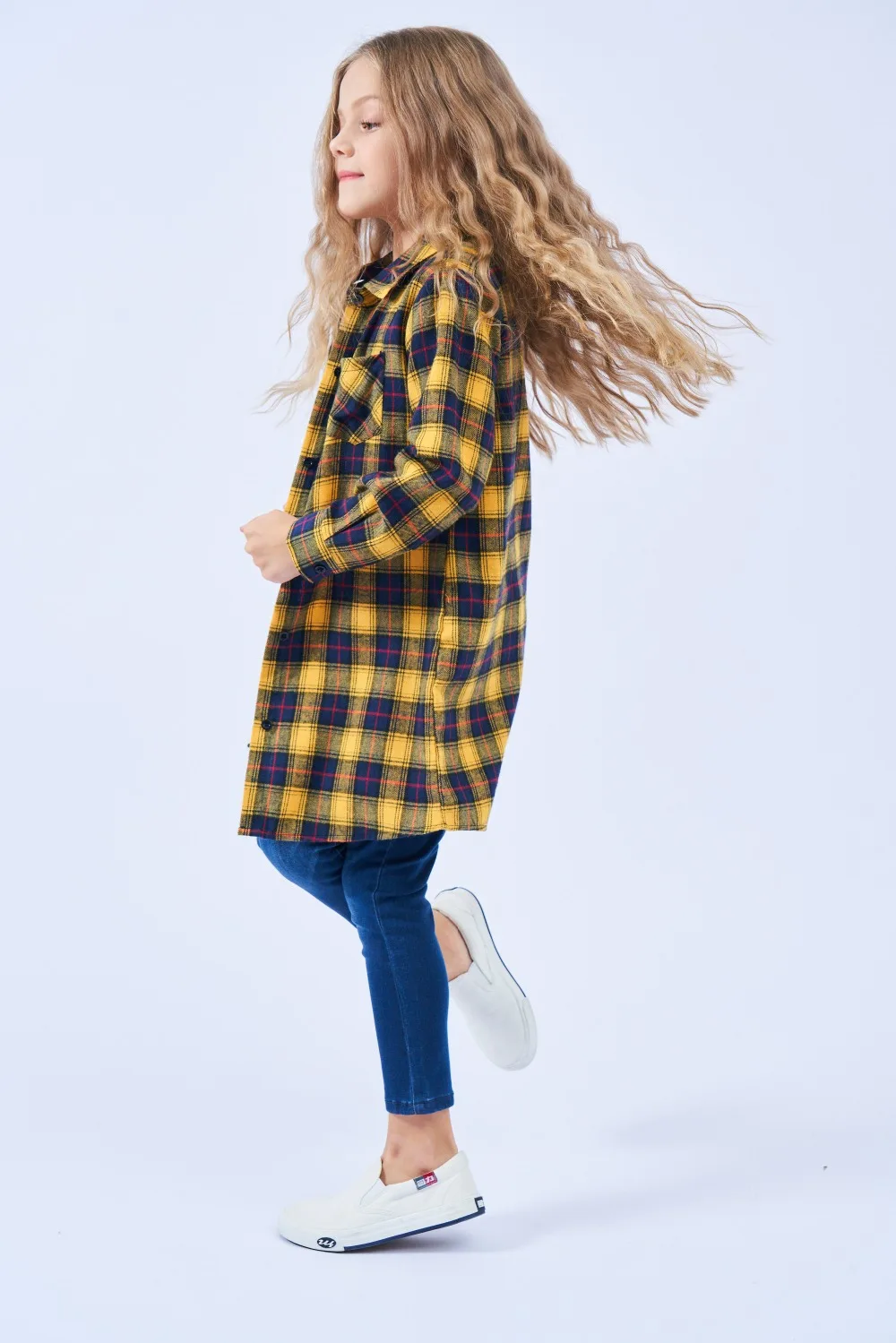 Kindstraum/ г. Новая блузка длинные рубашки в клетку для девочек ...