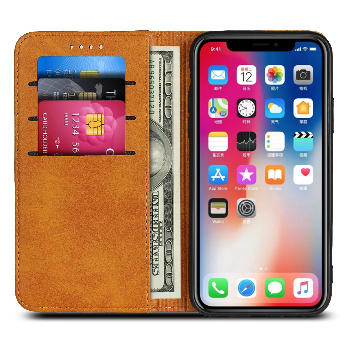 Магнитный кожаный чехол для телефона из телячьей кожи Iphone X XS Max XR 12 11 Pro кошелек с