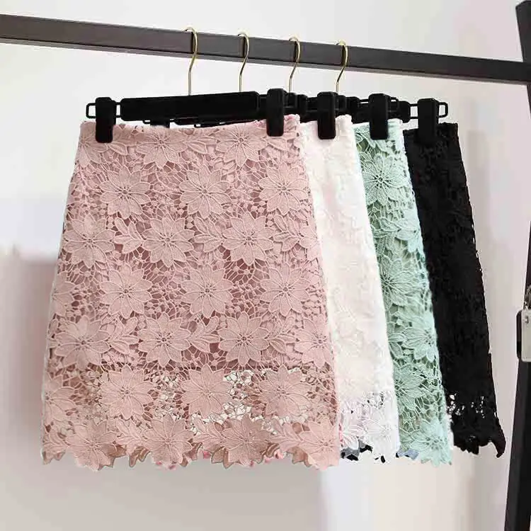 Falda de encaje para Mujer, falda ajustada de cintura alta, de otoño