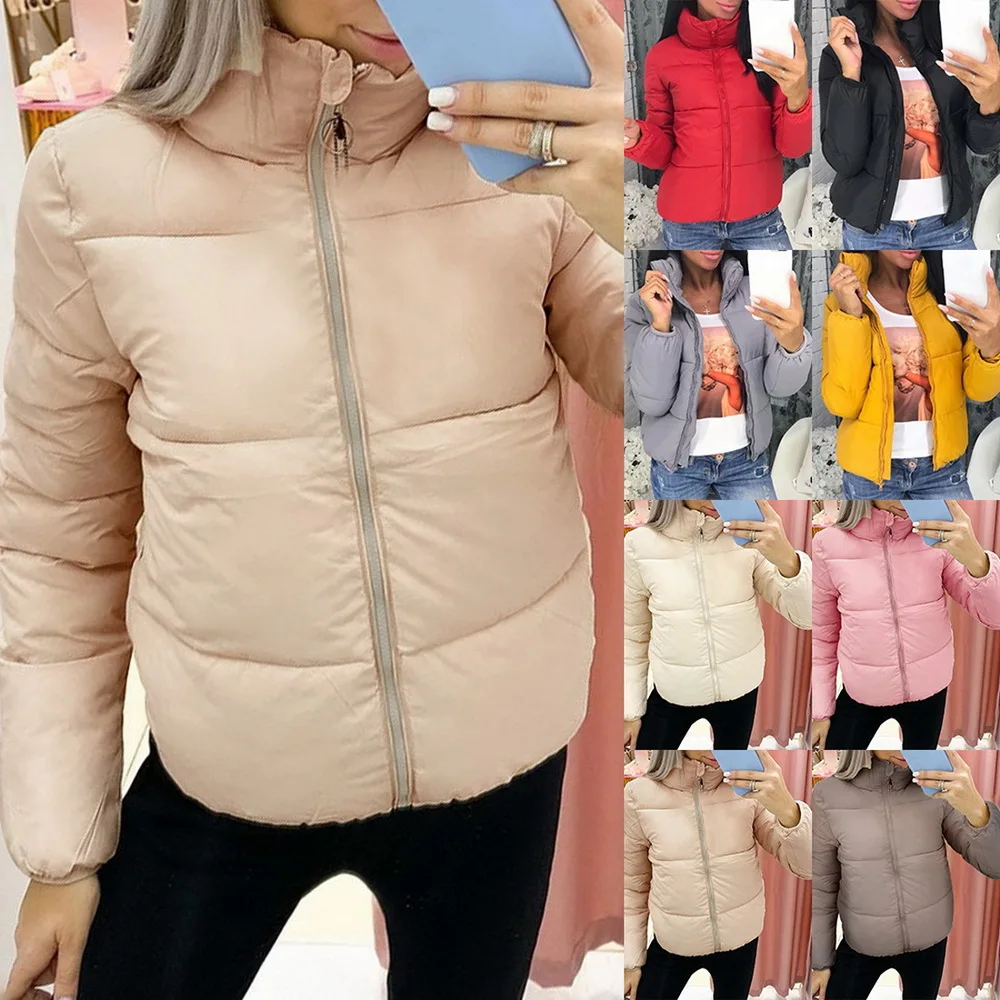 

Fashion Bubble Coat Solid Standard Collar Oversized Short Jacket Winter Autumn Female Puffer Jacket Parkas Mujer 2020