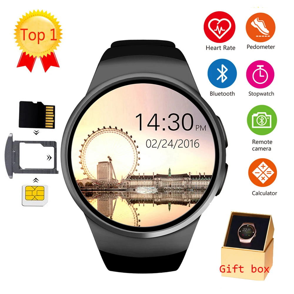 KW18 Bluetooth Смарт часы полный экран Поддержка SIM TF карты Smartwatch телефон сердечного ритма для apple gear s2 huawei xiaomi