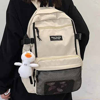 

EnoPella Fashion Women Backpack For Teenager Nylon Rucksack School Bag Girl Black Bookbag Female Men Waterproof Travel Mochila