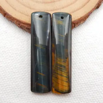 

Natural Tiger-Eye Rectangle Earrings Beads, stone for earrings making, 40x10x4mm, 7.7g