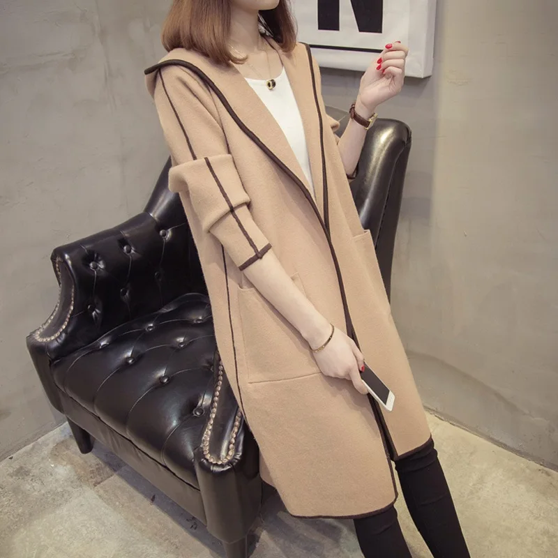 Autumn And Winter 2022 New Windbreaker Hooded Woollen Coat Medium Length Loose Fashion Versatile Windbreaker Women's Top Trend