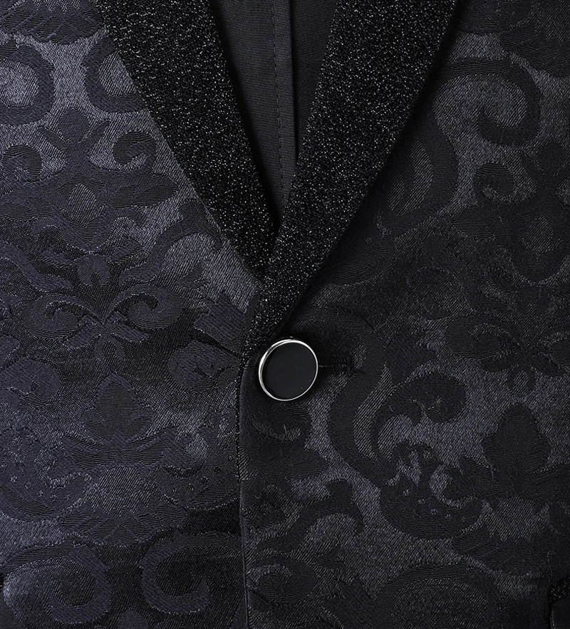 Mens 2 Piece Dinner Tuxedo Suits Shawl Collar 1 Button Floral Jacquard Dress Suit Male Slim Fit Wedding Party Formal Outfit 4XL