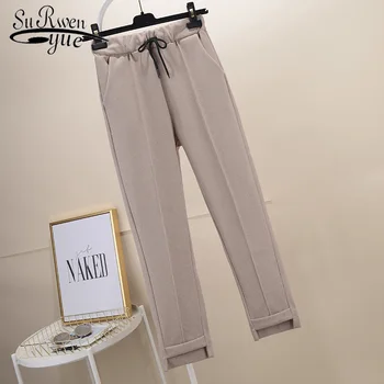 

Autumn Warm Elastic Waist Women Pants 2019 Winter Thicken Woolen Solid Soft Loose Suit Pants Pantalon Femme Trousers 7768 50