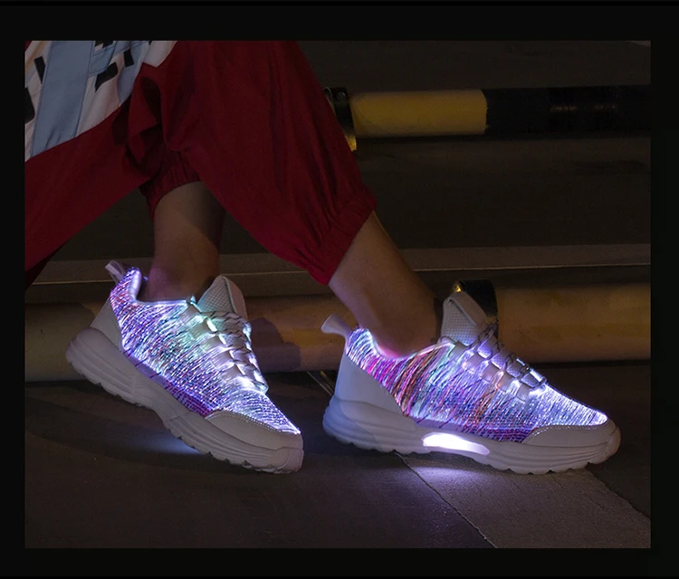 girls leather shoes UncleJerry Size 35-46 New Summer Led Fiber Optic Shoes for girls boys men women USB Recharge glowing Sneakers Man light up shoes best children's shoes