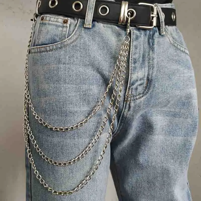

Metal Pant chain Rock Punk Wallet Belt Jeans Keychain Silver Ring Clip Keyring Key Chain Trendy Jewelry