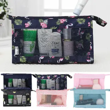 

Hanging Toiletry Bag Large Cosmetic Bag Makeup Pouch Women Flowers Mini Cosmetic Box Zipper Mesh Patchwork Waterproof Bags
