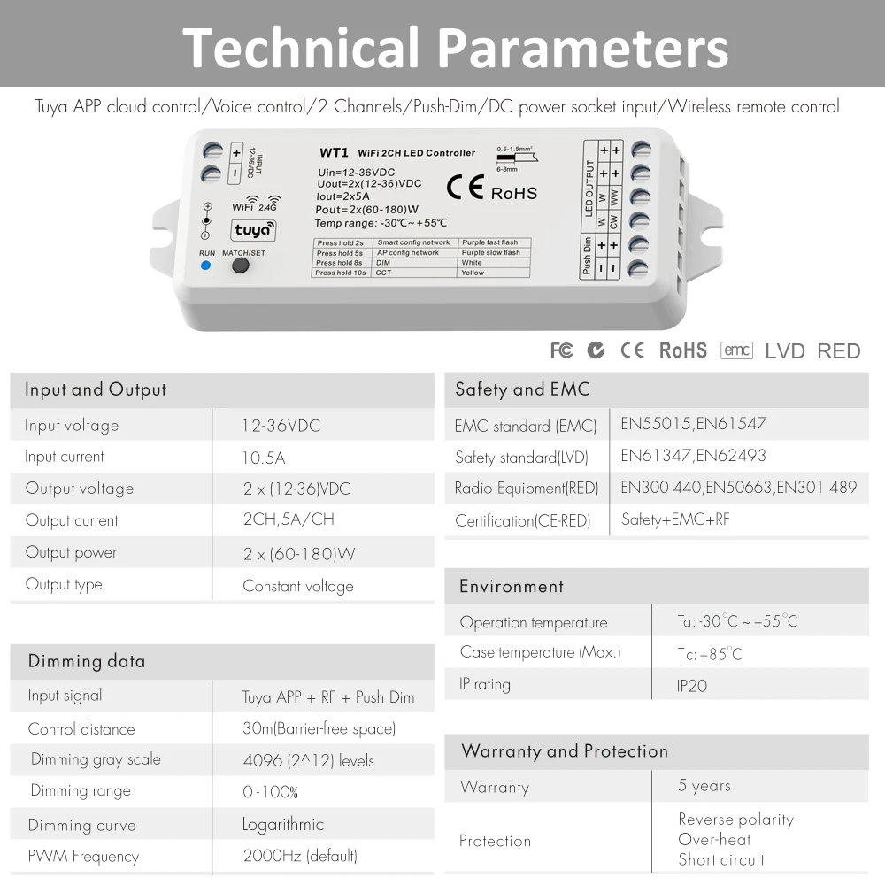 tuya dimmer led vida inteligente rf remoto em casa mágica ww cw cct tira controlador de trabalho com yandex alice dimer