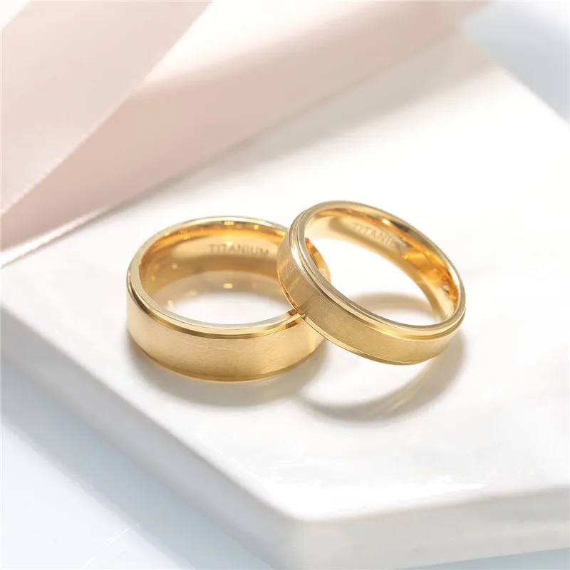 Gold Color Pure Titanium Brushed Matte Comfort Fit Wedding Band Ring (6-13)