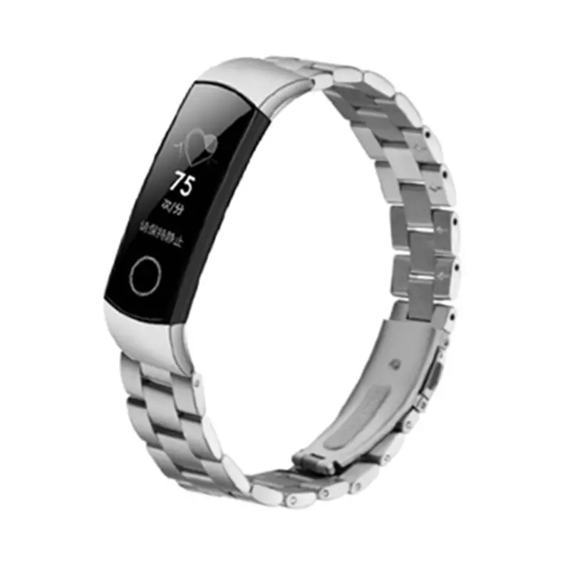 Серебристый Металлический ремешок для часов huawei Honor Band 4 ремешок Металлический Стальной браслет huawei Band 4 ремешок браслет из нержавеющей стали замена - Цвет: Серебристый