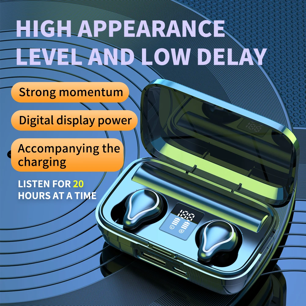 Беспроводные Bluetooth-наушники со светодиодным дисплеем TWS спортивные