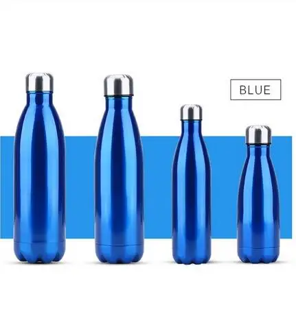1000 мл двойная настенная креативная BPA бутылка для воды из нержавеющей стали для пива, чая, кофе, портативная Спортивная вакуумная - Цвет: Синий