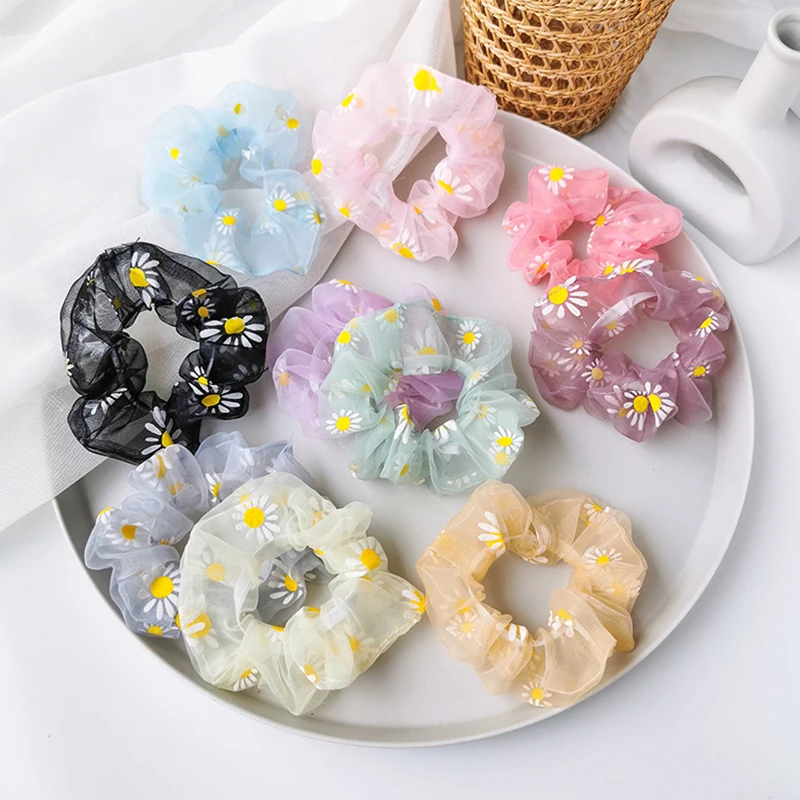 

Daisy Organza Scrunchie Women Sweet Soft Hair Ties Korea Girls Elastic Hair Bands Headwear Hair Accessories Lovely Rubber Bands