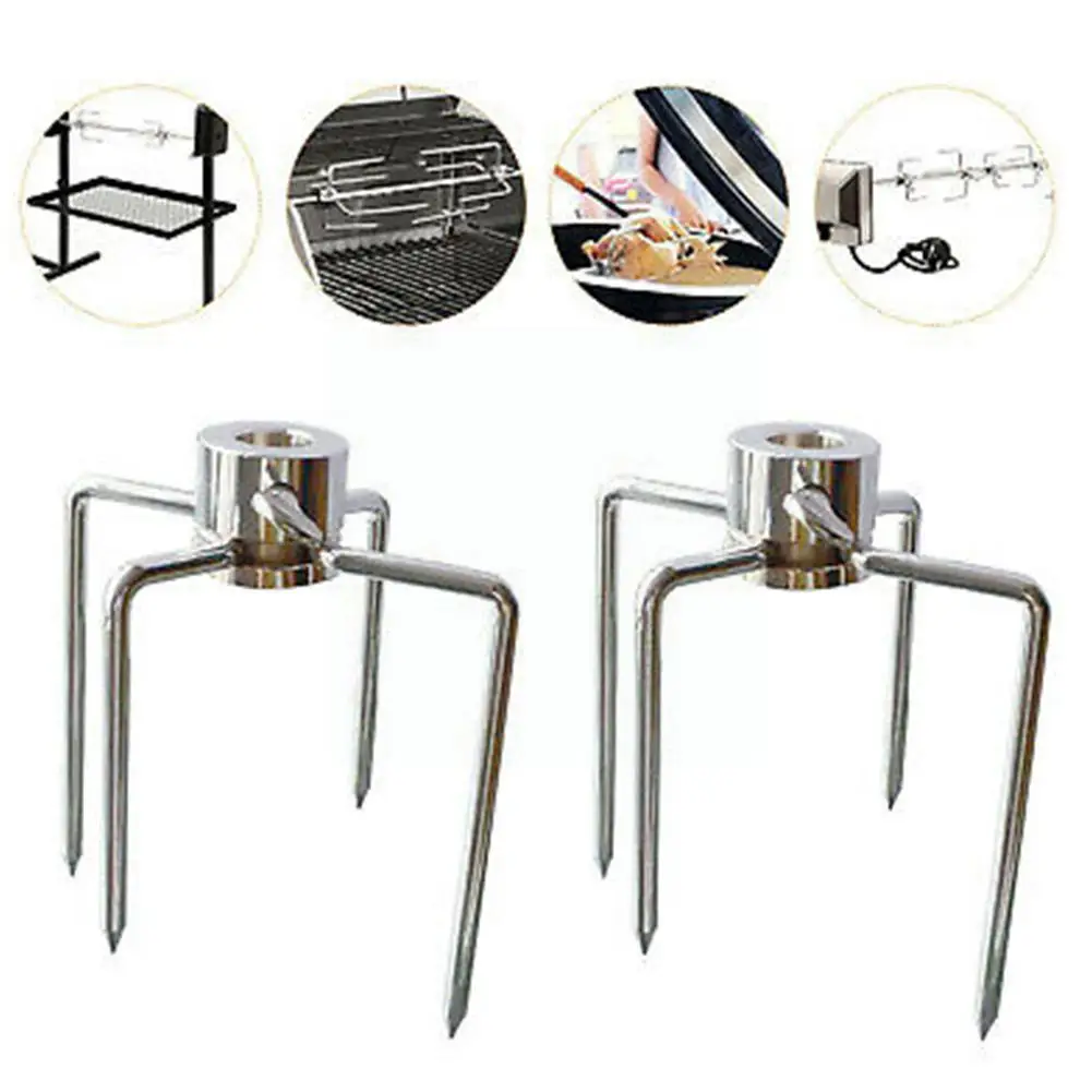 Steel Rotisserie BBQ Spit Fork Portable BBQ Forks Grilled Meat Skewer Fork Skewer Chicken Roast Tool Turkey Barbecue Camping