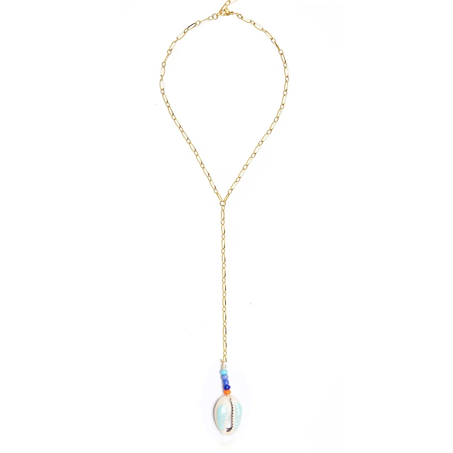 NECKLACE 18 Цепочка Из Нержавеющей Стали, каури, ожерелье в оправе, колье, аксессуары, массивные ожерелья для женщин, женские ювелирные изделия, бохо - Окраска металла: NECKLACE 18