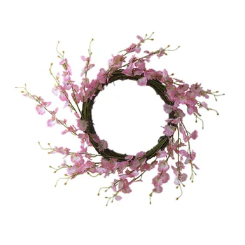 

1pc Simulation Flower Wreath Festival Party Decoration Wall Hanging Ornament European Style Garland Door Hanging Ornament for We