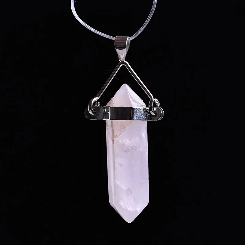 Rose quartz Sony память драгоценный камень кристалл кварца кристалл шестиугольная колонна halo точка чакры натуральный камень кулон ожерелье дамы ювелирные изделия - Цвет: Rose quartz