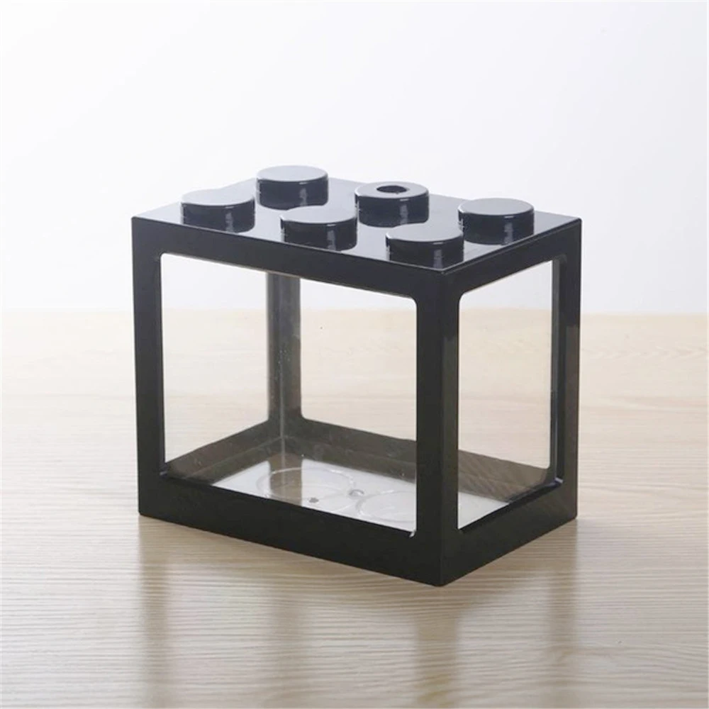 8 Colors Rectangle Mini Aquarium Fish Tank Home Office Tea Table Decoration Small Building Block Fish Tank Eco Tank Accessories (13)