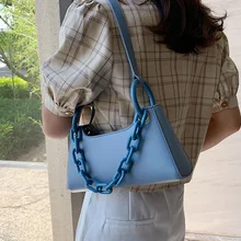 Acrylic chain crossbody bag Simple Solid Color Women Shoulder Messenger Bag High quality Women handbag Female Armpit bag 2020 Acrylic chain crossbody bag Simple Solid Color Women Shoulder Messenger Bag High quality Women handbag Female Armpit bag 2020