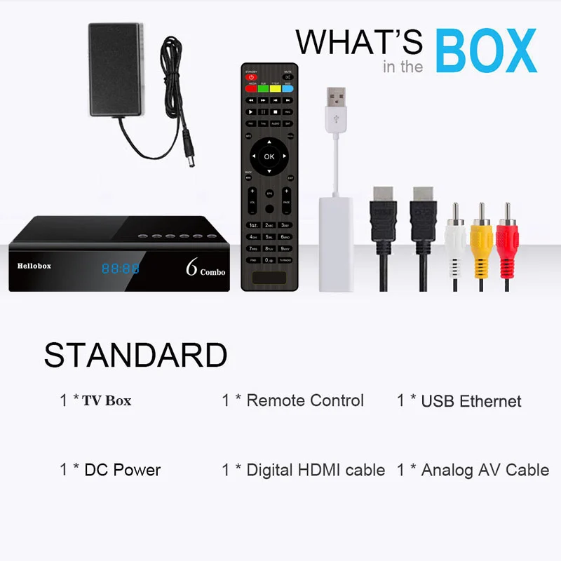 DVBPlayer H265 Satellite Receiver Terrestrial Decoder dvb t2 DVB-S2X/S2  DVB-T2 Tv Box DVB-C HEVC 10Bit Receptor Hellobox 6 Combo