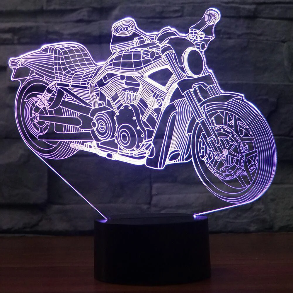 3D Форсаж 8 мотоциклетный светодиодный Ночной светильник, сменный цветной Настольный светильник, метакрилатная пластина, детский Ночной светильник, Lamparas - Испускаемый цвет: 7 Colors Changeable